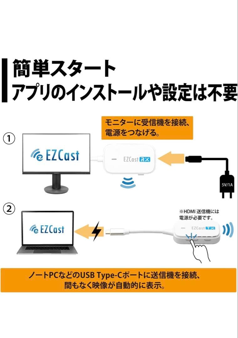 ワイヤレスUSB-C to HDMI（EZ Cast Pocket）