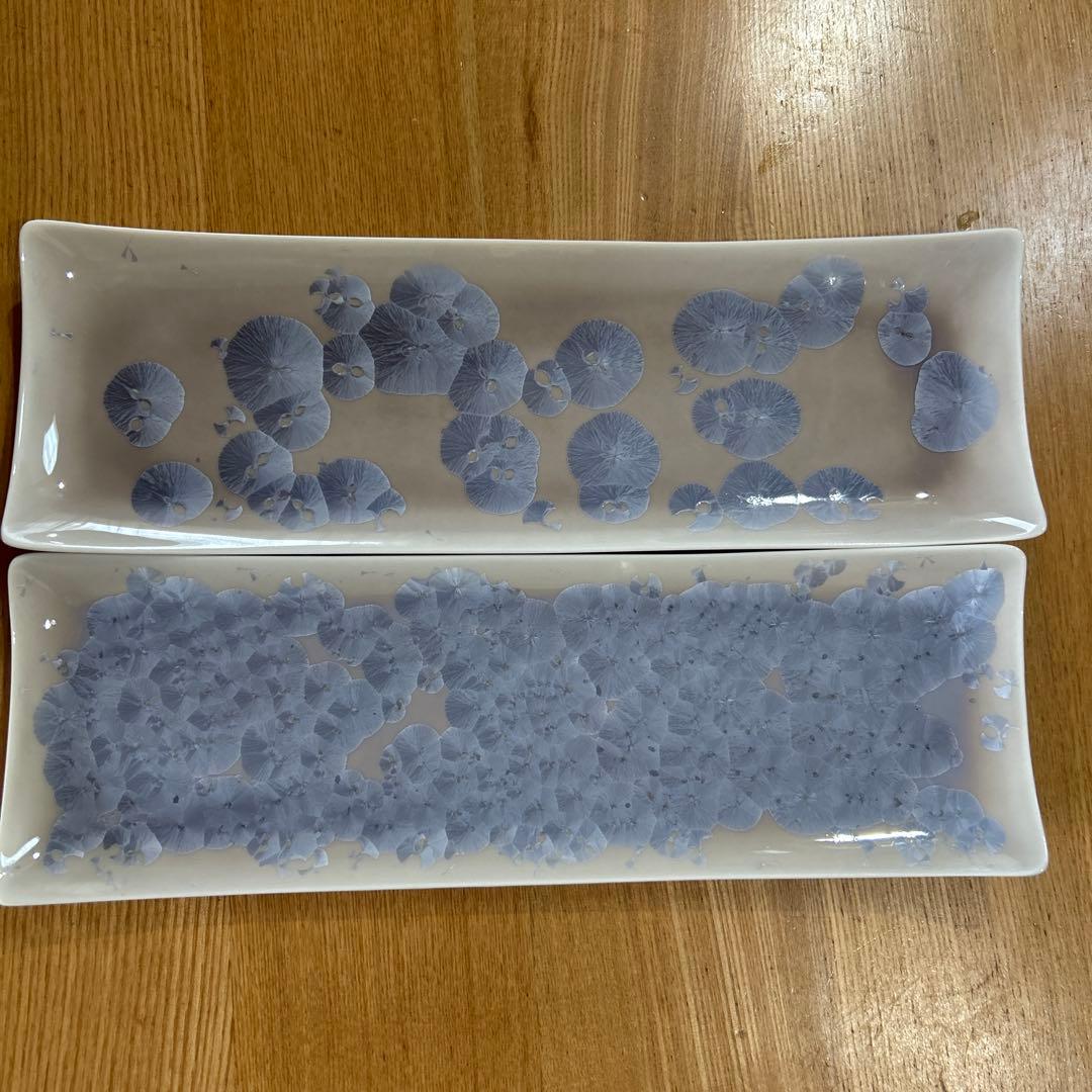 清水焼　花結晶　長皿　2枚組　陶あん