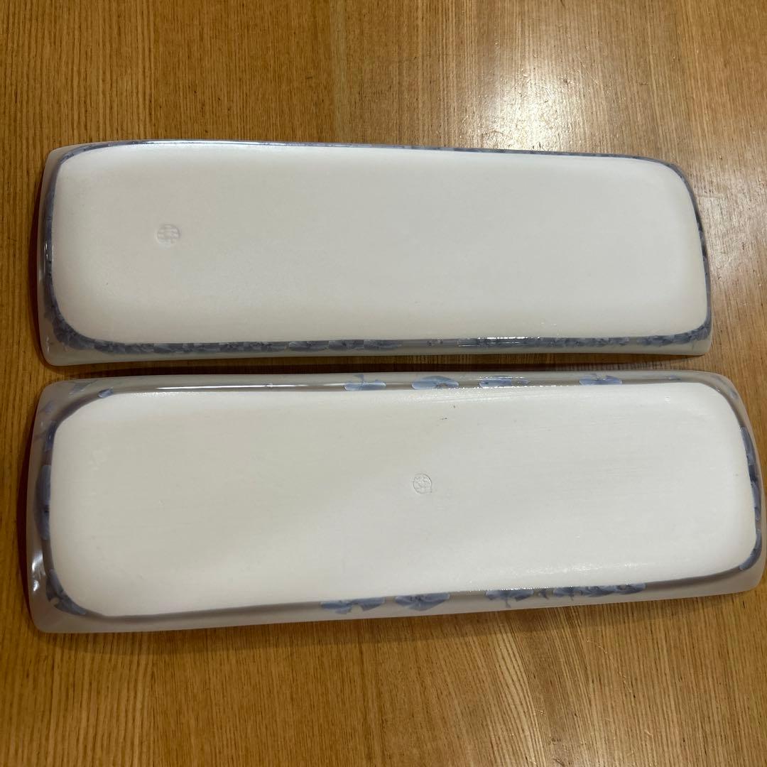 清水焼　花結晶　長皿　2枚組　陶あん