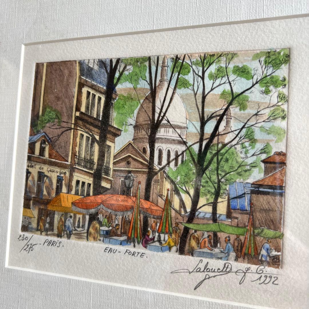 G28激安早い者勝ち✨ 230/275 サイン入り風景画 額装 パリの街角