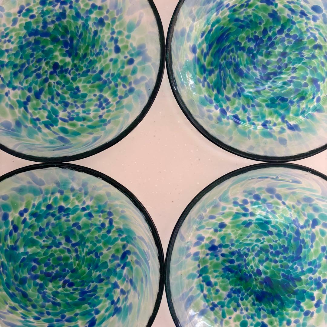 津軽びいどろ　ガラス皿　北洋硝子　青森伝統工芸　多様鉢　浅鉢　取皿　中皿