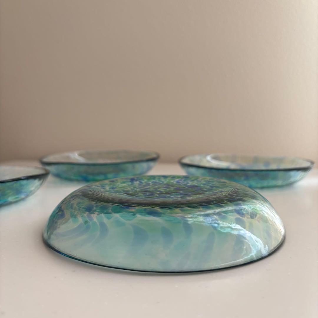 津軽びいどろ　ガラス皿　北洋硝子　青森伝統工芸　多様鉢　浅鉢　取皿　中皿