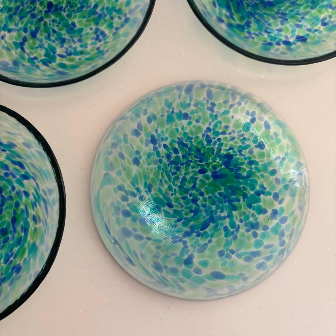 津軽びいどろ　ガラス皿　北洋硝子　青森伝統工芸　多様鉢　浅鉢　取皿　中皿