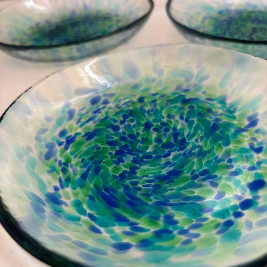 津軽びいどろ　ガラス皿　北洋硝子　青森伝統工芸　多様鉢　浅鉢　取皿　中皿