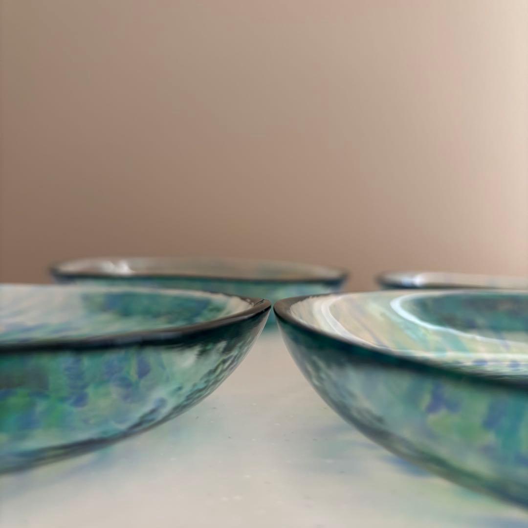 津軽びいどろ　ガラス皿　北洋硝子　青森伝統工芸　多様鉢　浅鉢　取皿　中皿