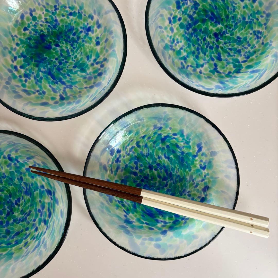 津軽びいどろ　ガラス皿　北洋硝子　青森伝統工芸　多様鉢　浅鉢　取皿　中皿