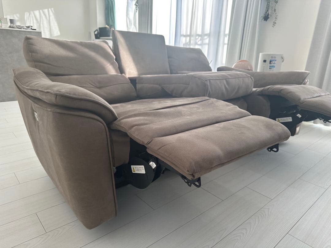 【送料込み】3人掛け電動ソファ「バッジオ」ヨーロピアングレー