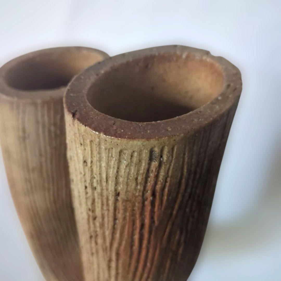 U字型陶器花瓶 ストライプ模様