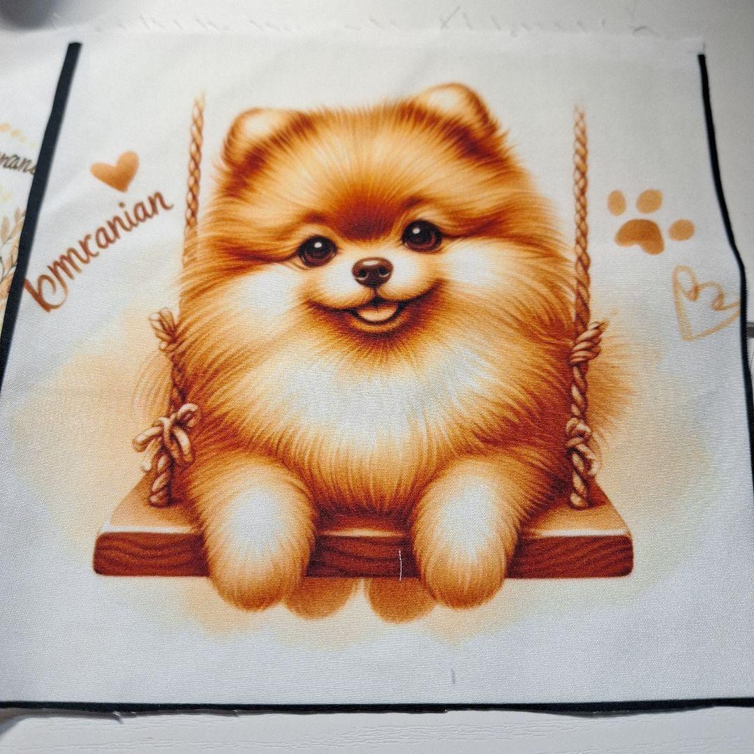可愛いポメラニアンワイルドなポメラニアンパネル生地　ハンドメイド