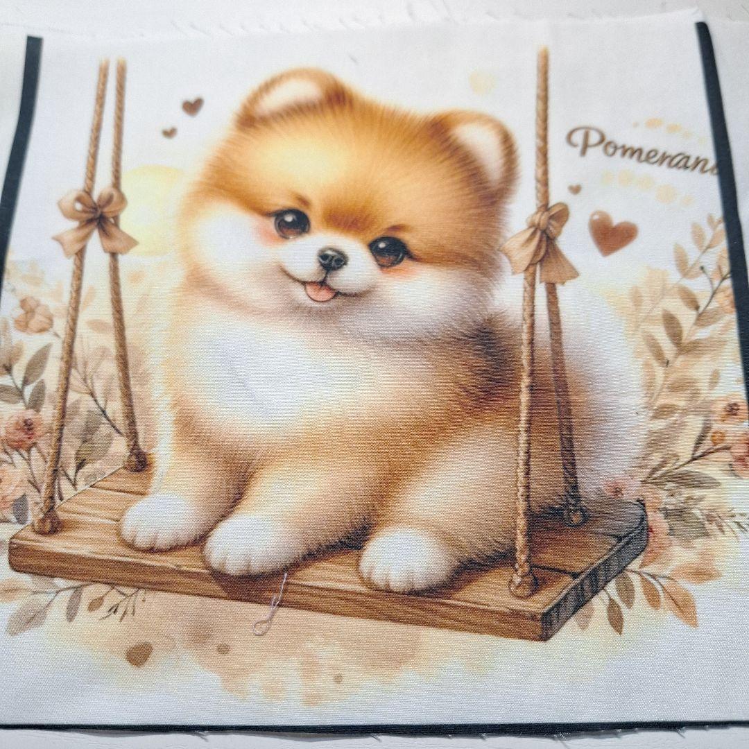 可愛いポメラニアンワイルドなポメラニアンパネル生地　ハンドメイド