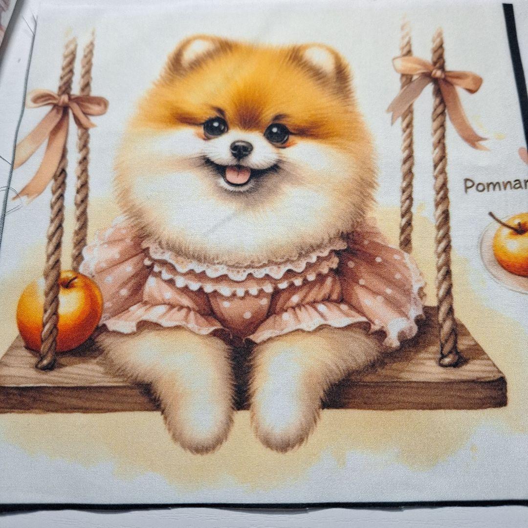 可愛いポメラニアンワイルドなポメラニアンパネル生地　ハンドメイド