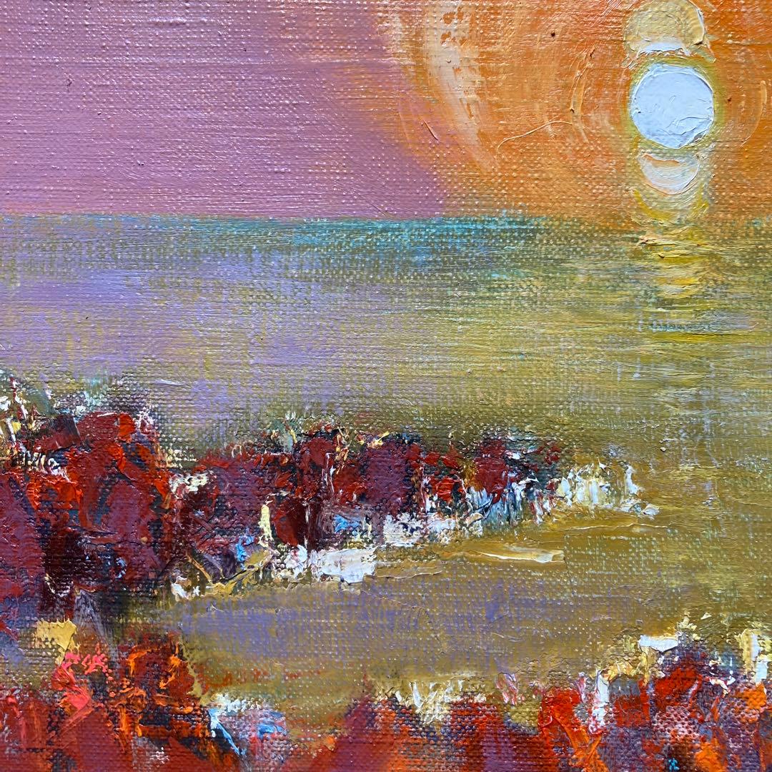 内田公雄「桜島暮色」8割引 額40×45絵22×27cm油彩画家 箱付