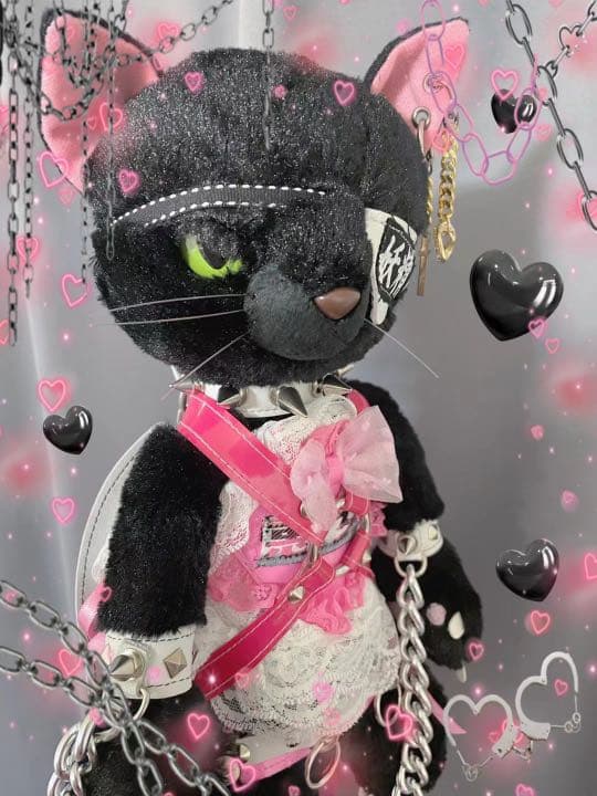 ハンドメイド　ぬいぐるみ猫リュック　ゴスロリ地雷系