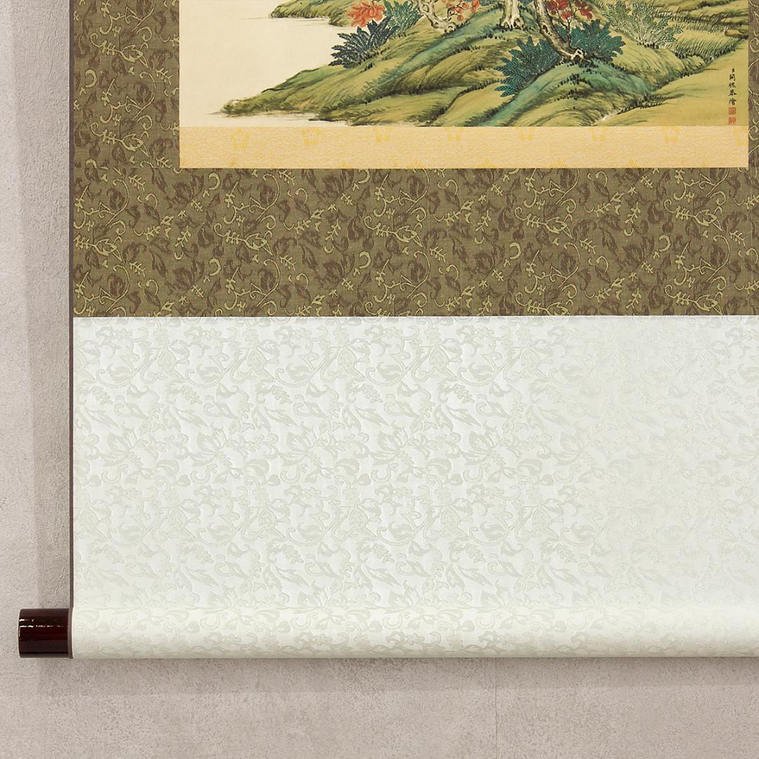 中国美術 掛軸 清代 関槐「上塞錦林図」工芸複製品 タトー箱付