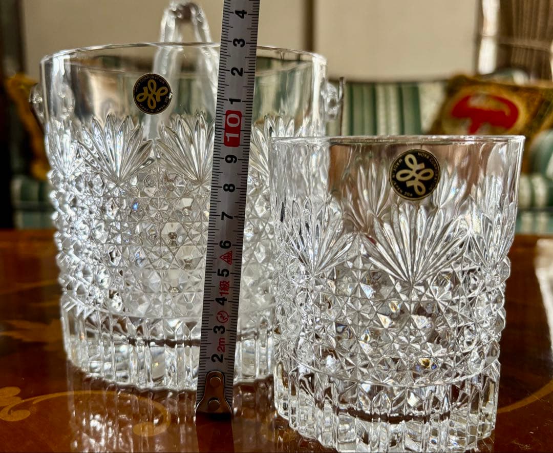 HOYA クリスタルカットアイスバケットとグラスセット　江戸切子