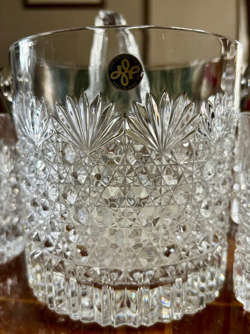 HOYA クリスタルカットアイスバケットとグラスセット　江戸切子