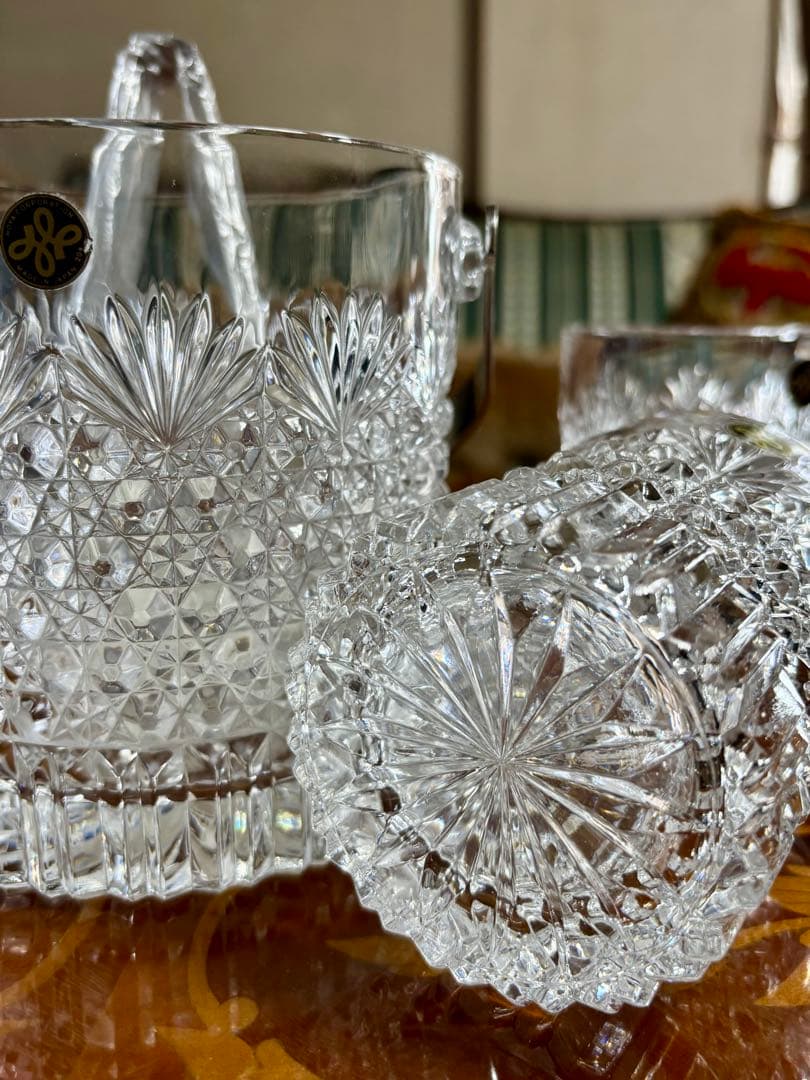 HOYA クリスタルカットアイスバケットとグラスセット　江戸切子