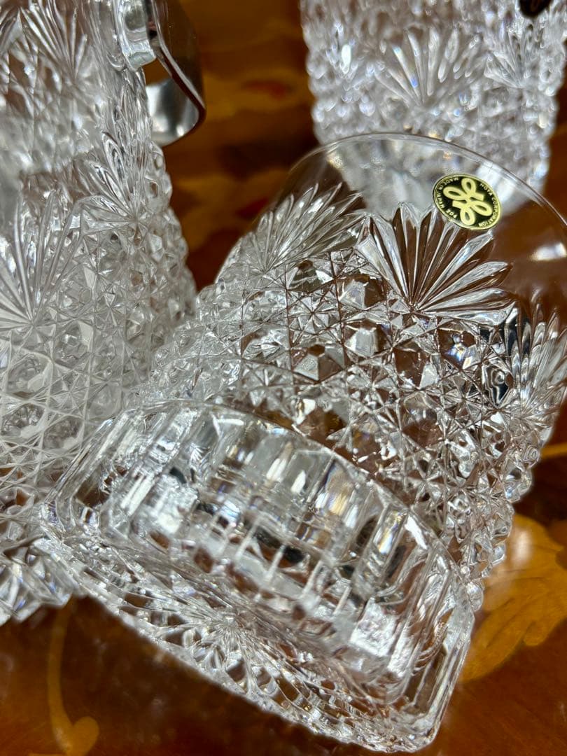 HOYA クリスタルカットアイスバケットとグラスセット　江戸切子