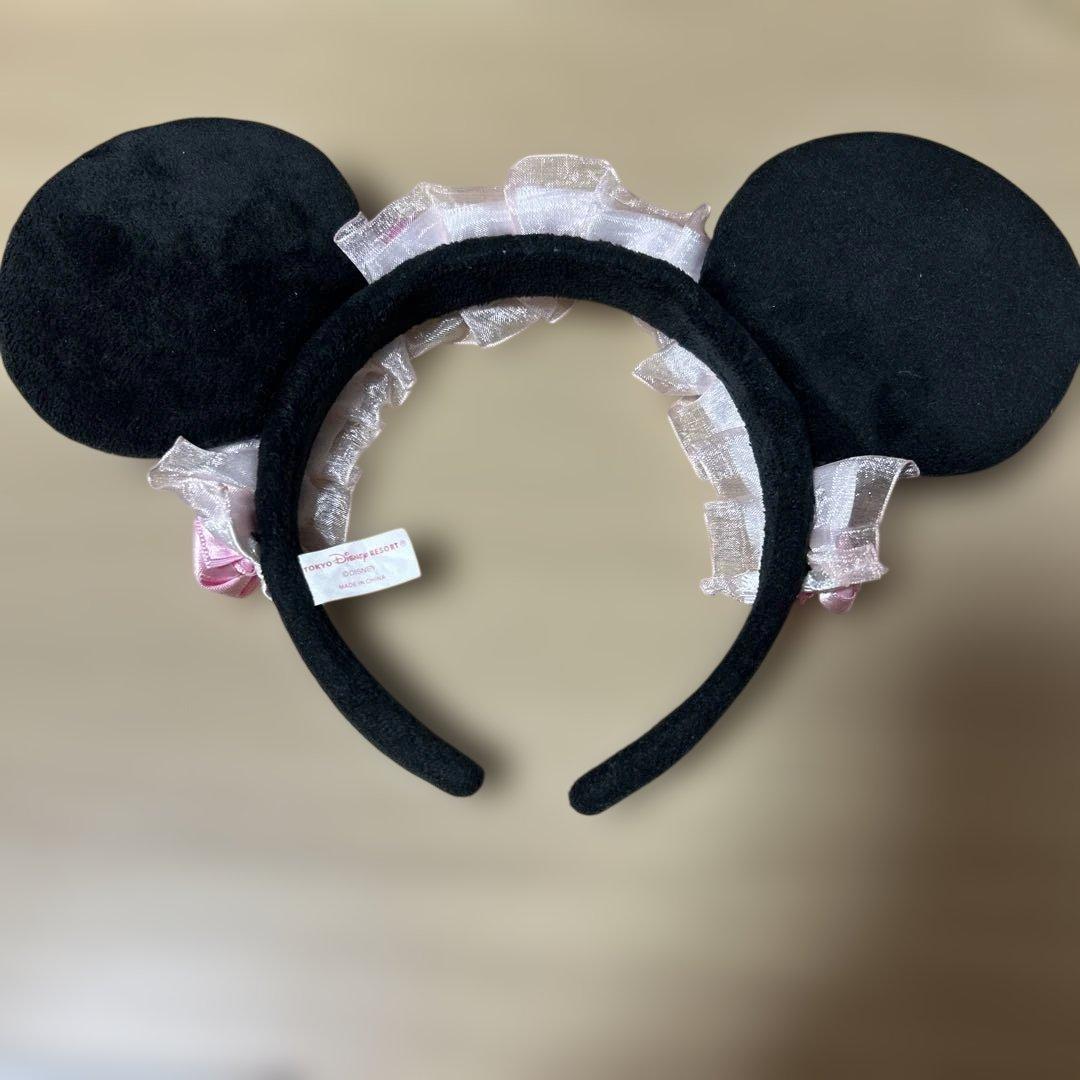 ディズニーランド ミニー 薔薇フリルカチューシャ ピンク バラ かわいい