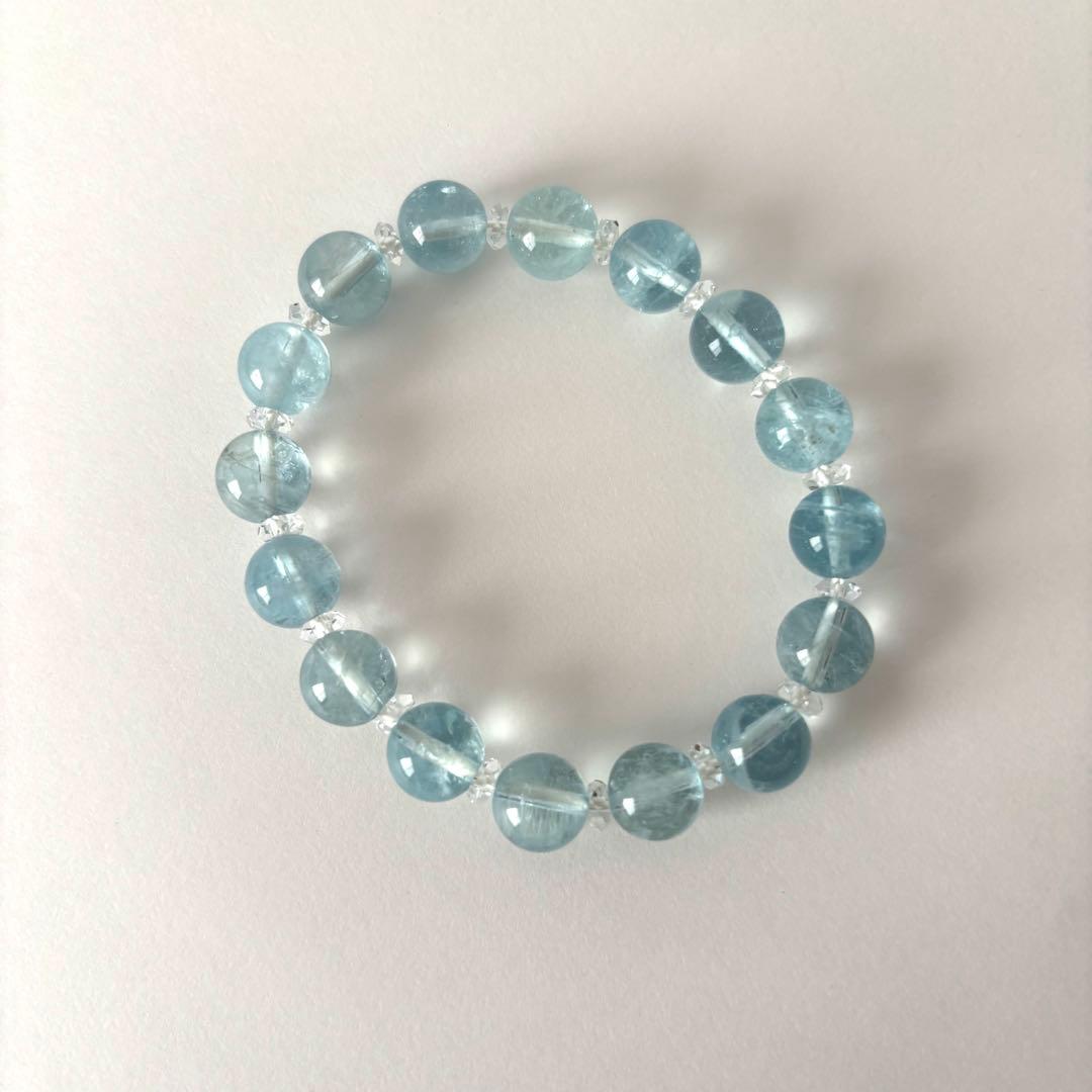 【高品質】【美品】アクアマリン　パワーストーン　ブレスレット　天然石　9mm