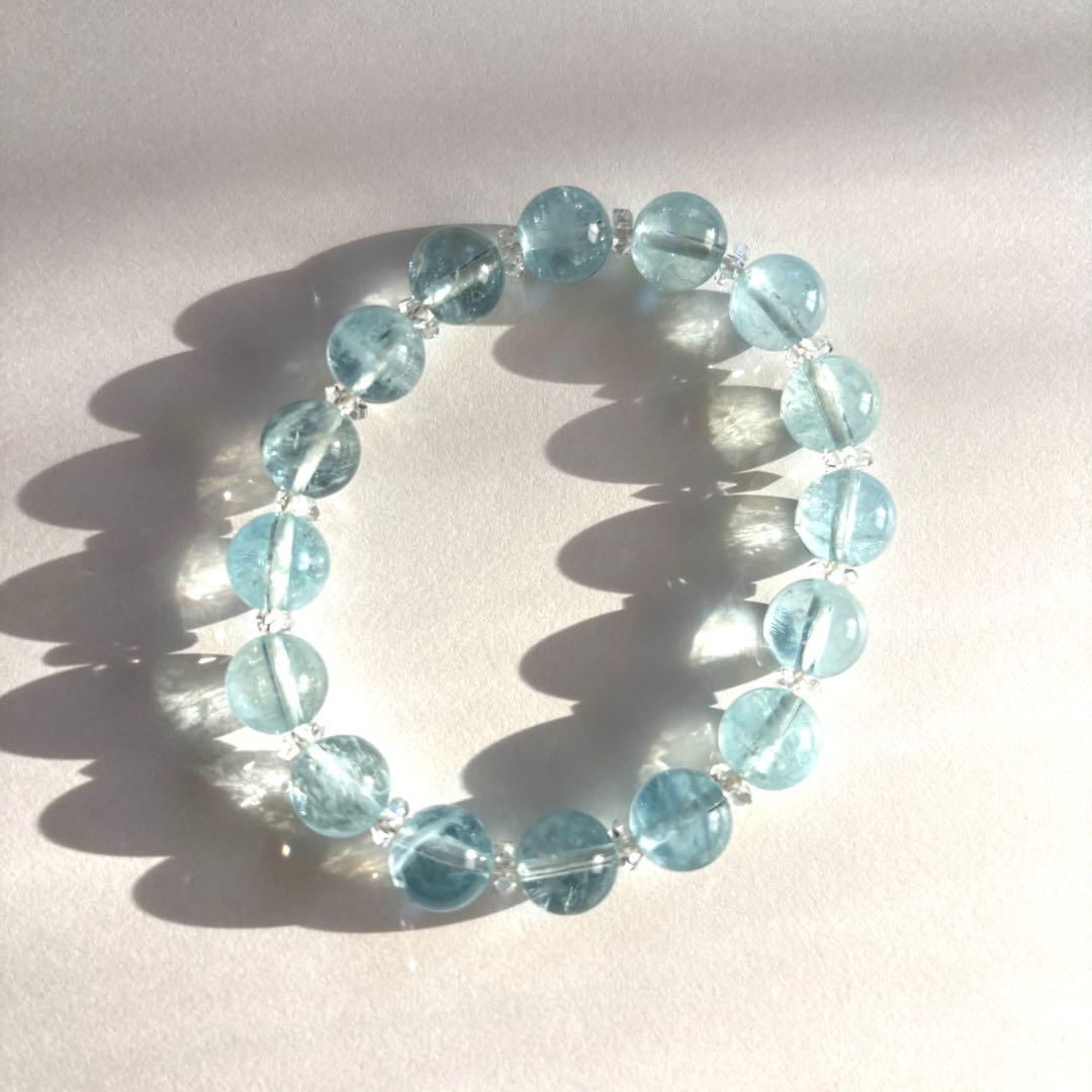 【高品質】【美品】アクアマリン　パワーストーン　ブレスレット　天然石　9mm