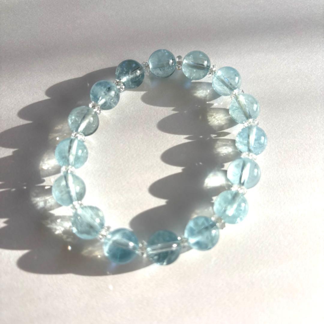 【高品質】【美品】アクアマリン　パワーストーン　ブレスレット　天然石　9mm