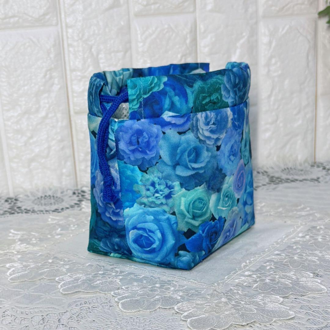 おにぎり巾着袋2個用　青い薔薇　ハンドメイド