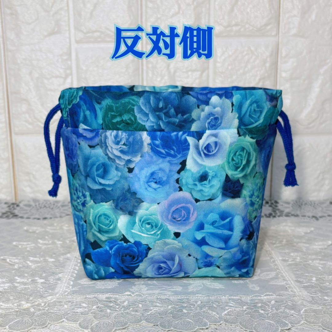 おにぎり巾着袋2個用　青い薔薇　ハンドメイド