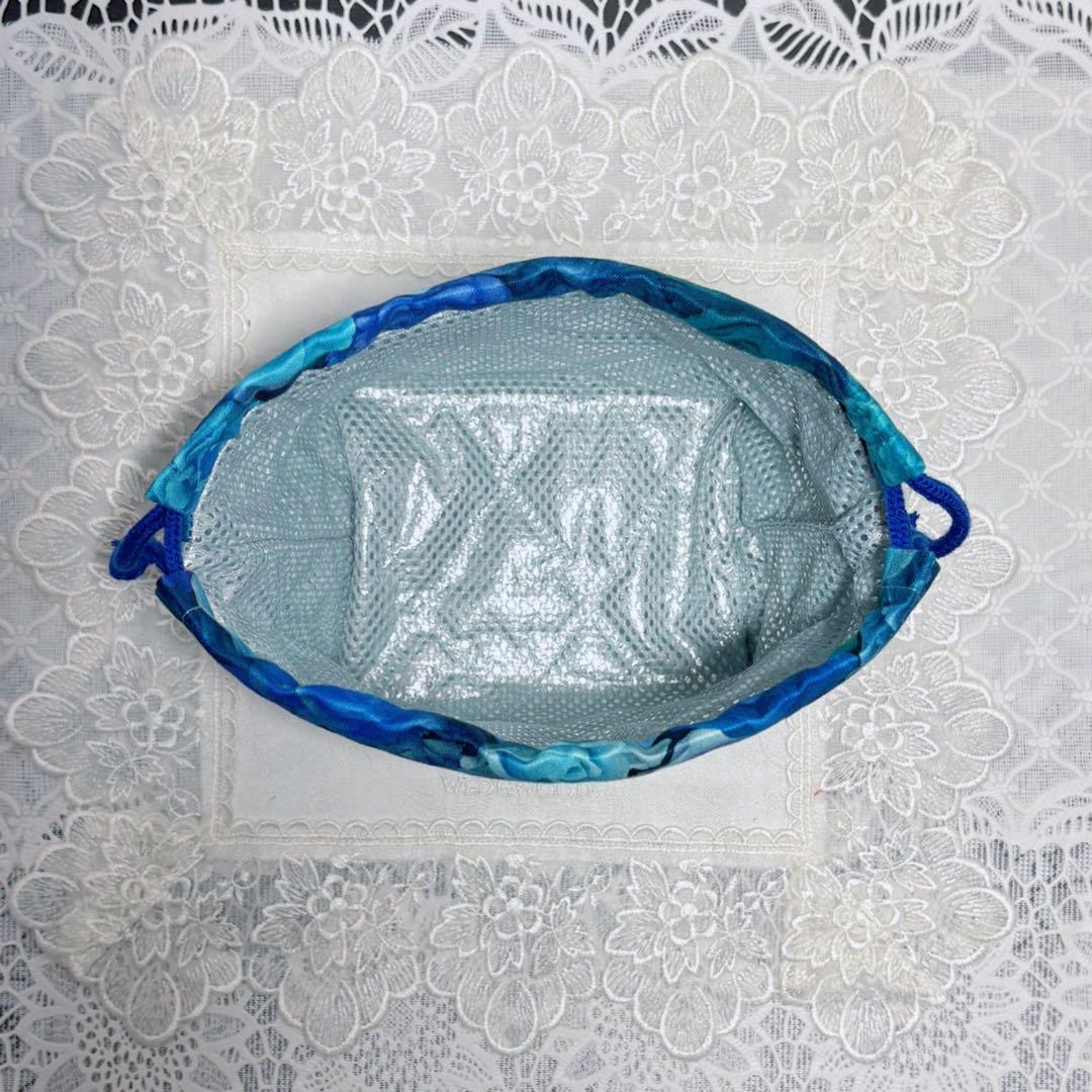 おにぎり巾着袋2個用　青い薔薇　ハンドメイド