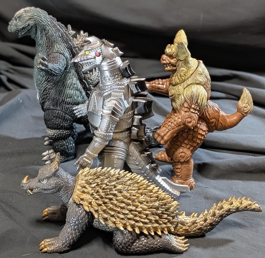 昭和ゴジラ・メカゴジラ・キングシーサー・アンギラス（バンダイ）ソフビ４体セット