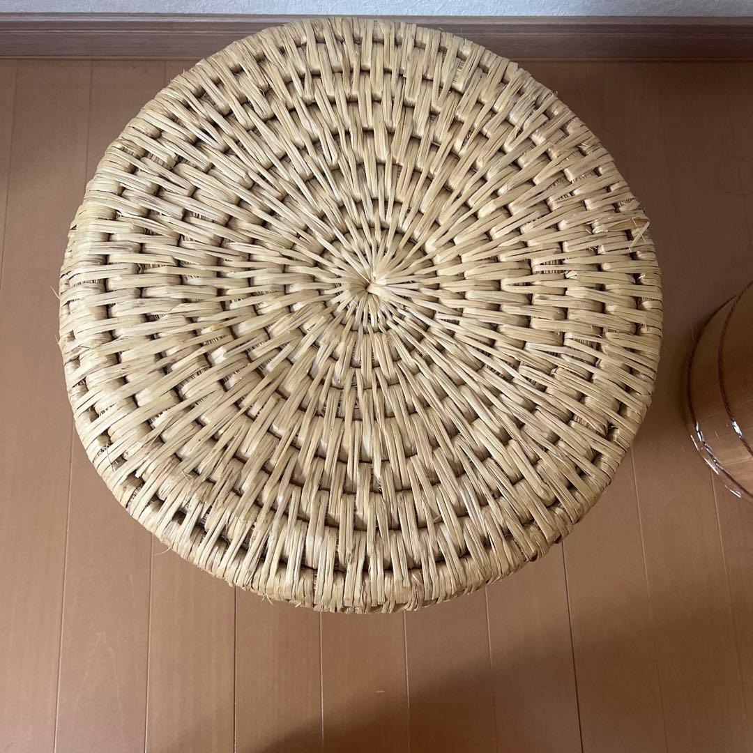 古民具 藁いずみ 手作り 藁籠 藁細工 マルカ飯櫃のセット