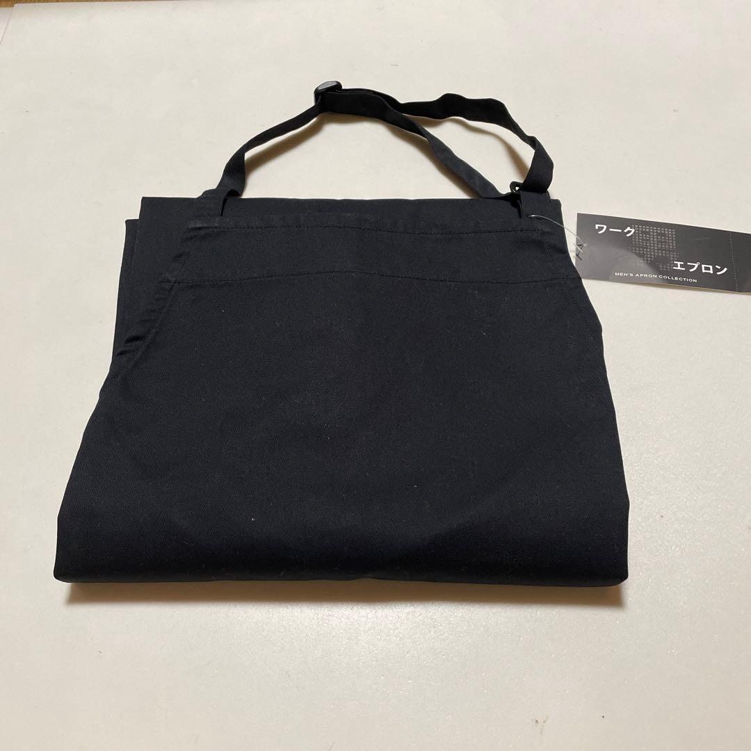ワーク　カフェ　男エプロン　首掛け　前結び　フロントスリット　新品