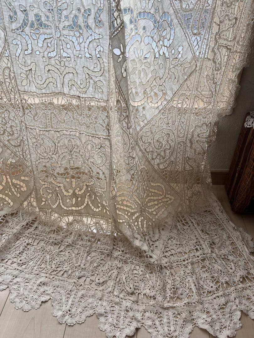 フランス アンティークカットワークテーブルクロス