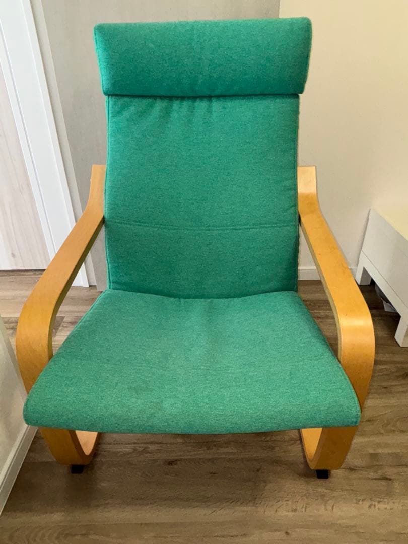 イケア ポエング アームチェア パーソナルチェア＆オットマン　グリーン