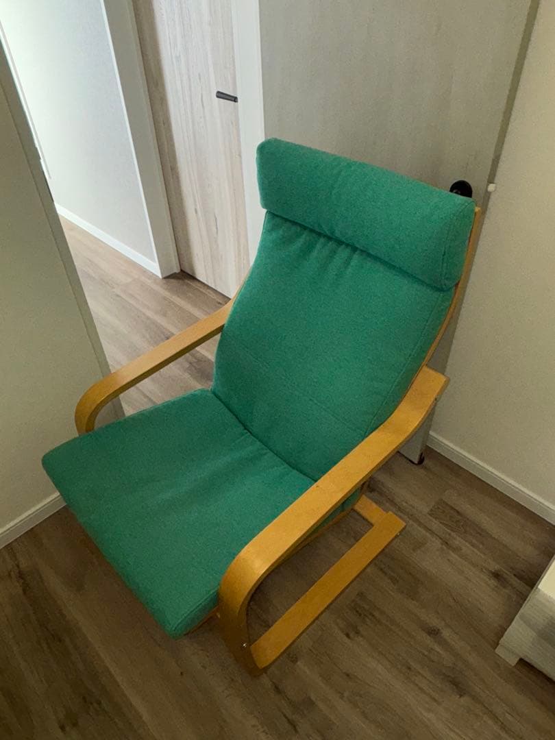 イケア ポエング アームチェア パーソナルチェア＆オットマン　グリーン