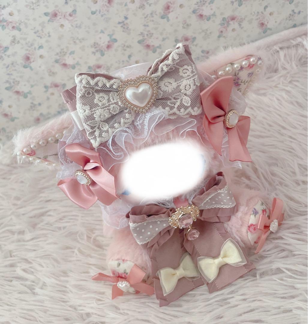 １２cm♡ぬい服ちびぐるみ♡おすわりぬい服♡ねこの着ぐるみ♡ピンク