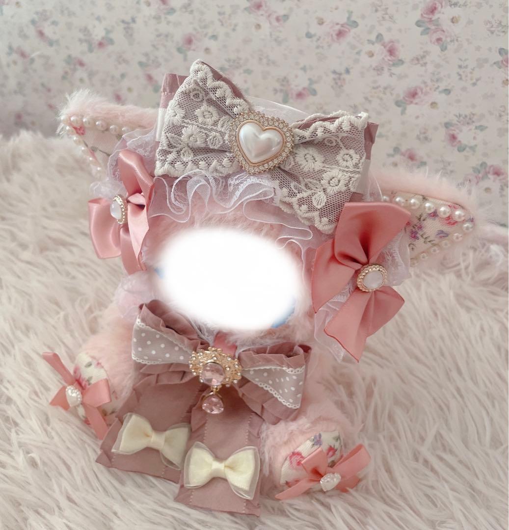 １２cm♡ぬい服ちびぐるみ♡おすわりぬい服♡ねこの着ぐるみ♡ピンク