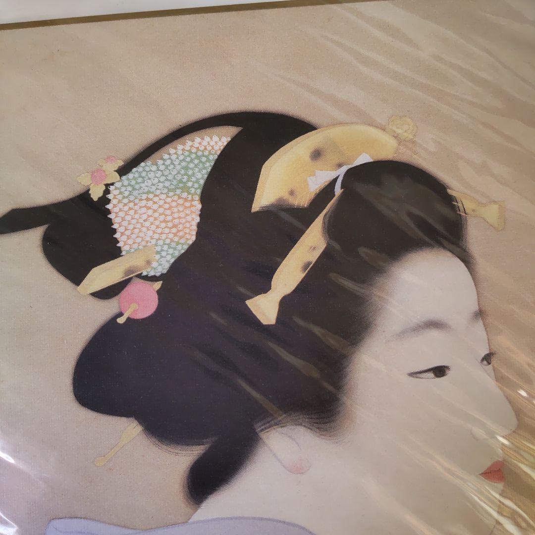 上村松園 『 若葉 』 美人画 名品 複製 色紙 希少 茶道具 美品です。