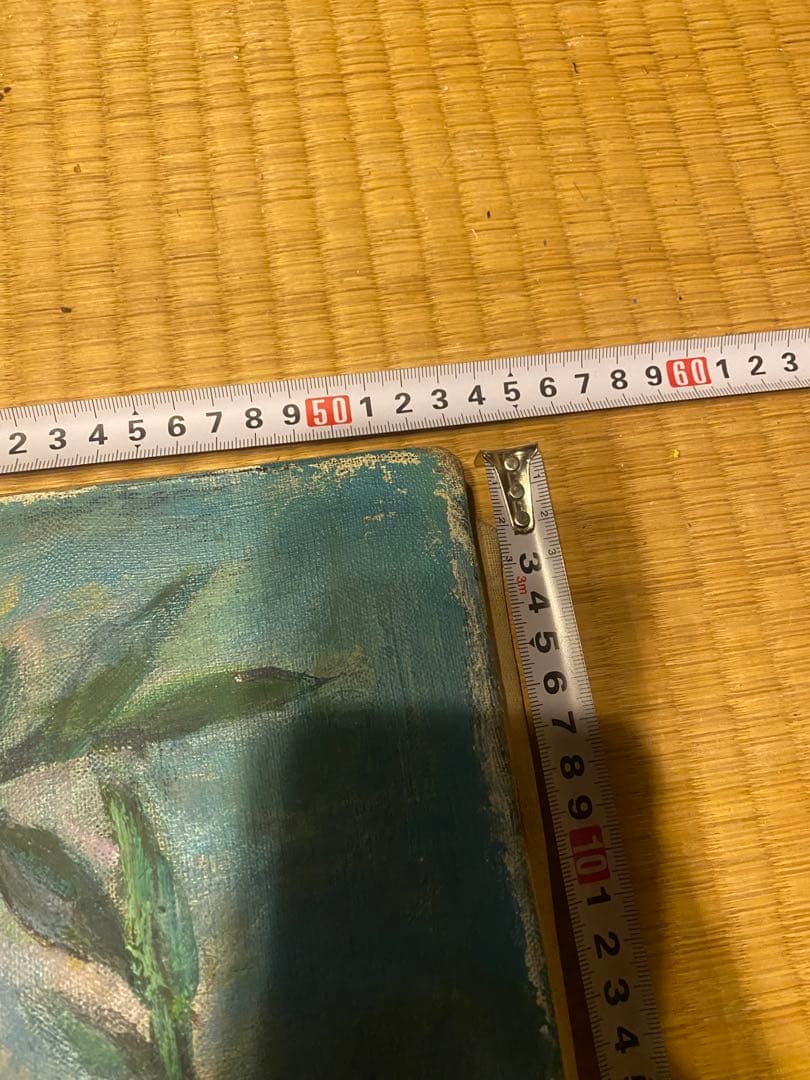 赤い花の油彩画 約53cm x 73cm - 作: M.Funayama