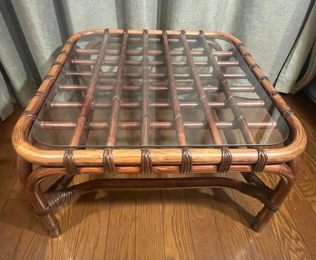 山川ラタン　ヤマカワラタン　ガラス　ローテーブル　サイドテーブル