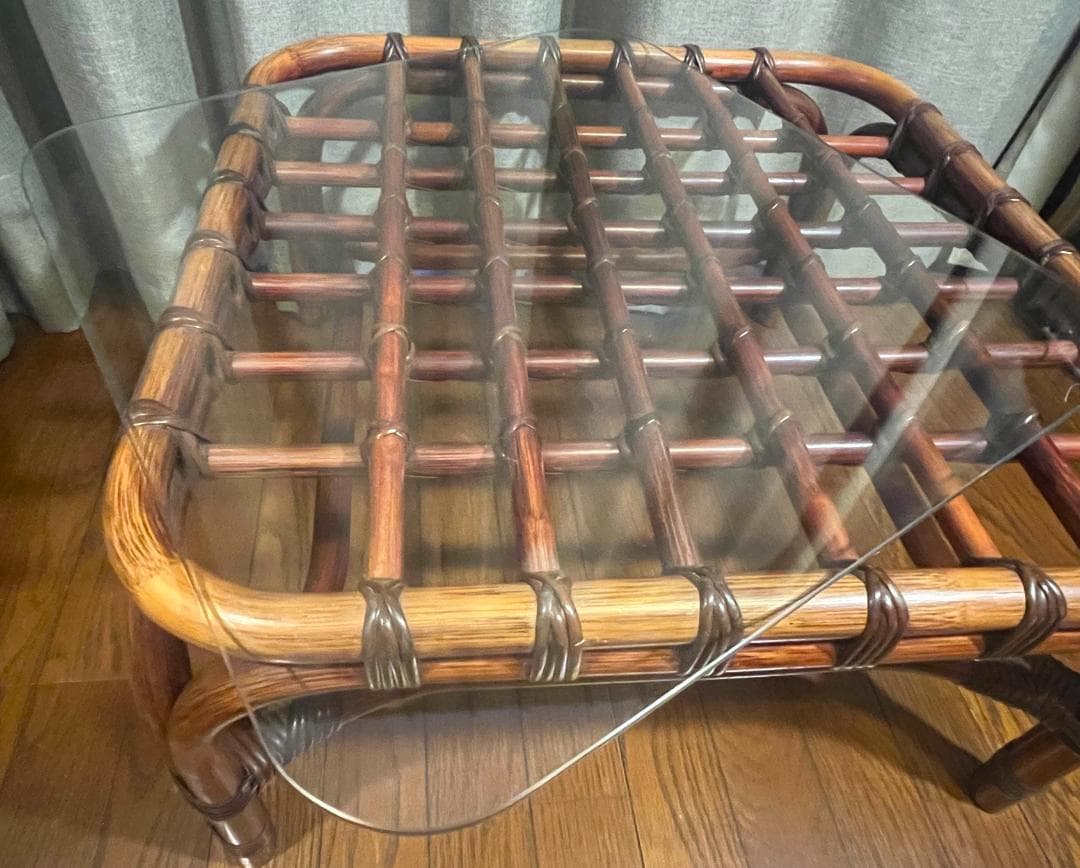 山川ラタン　ヤマカワラタン　ガラス　ローテーブル　サイドテーブル