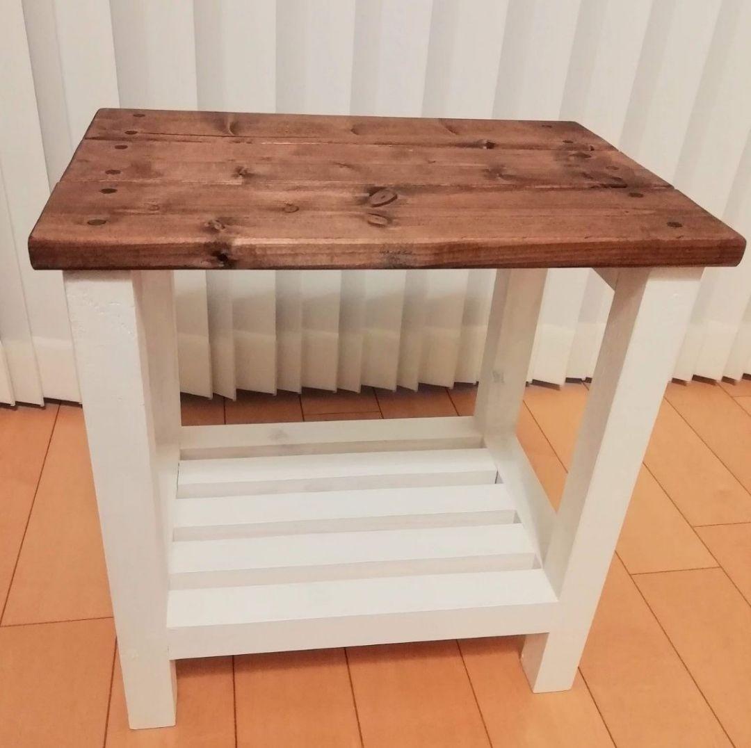 スツール/椅子/木製/飾り棚/ホワイト【送料込み】