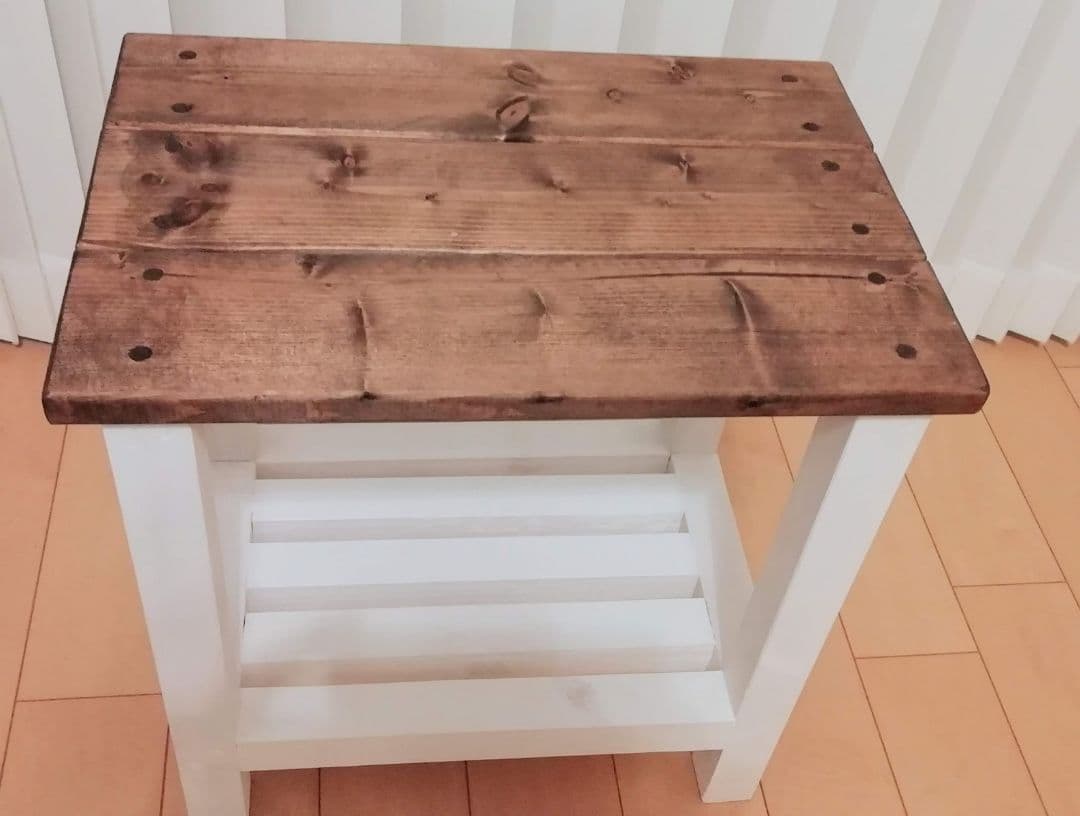 スツール/椅子/木製/飾り棚/ホワイト【送料込み】