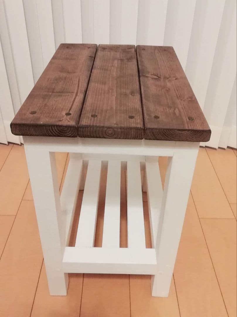 スツール/椅子/木製/飾り棚/ホワイト【送料込み】