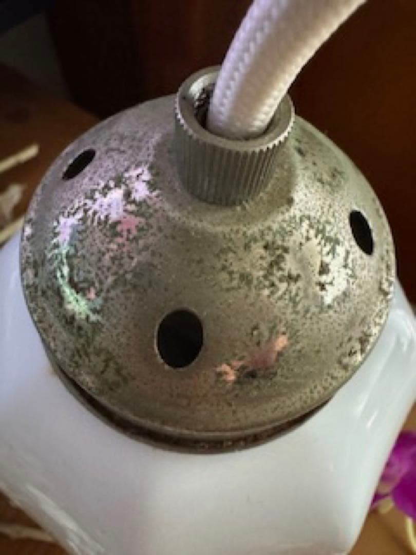 *️⃣プロフ必読 フランス アンティーク オパリン ミルクガラス 吊下げランプ 照明