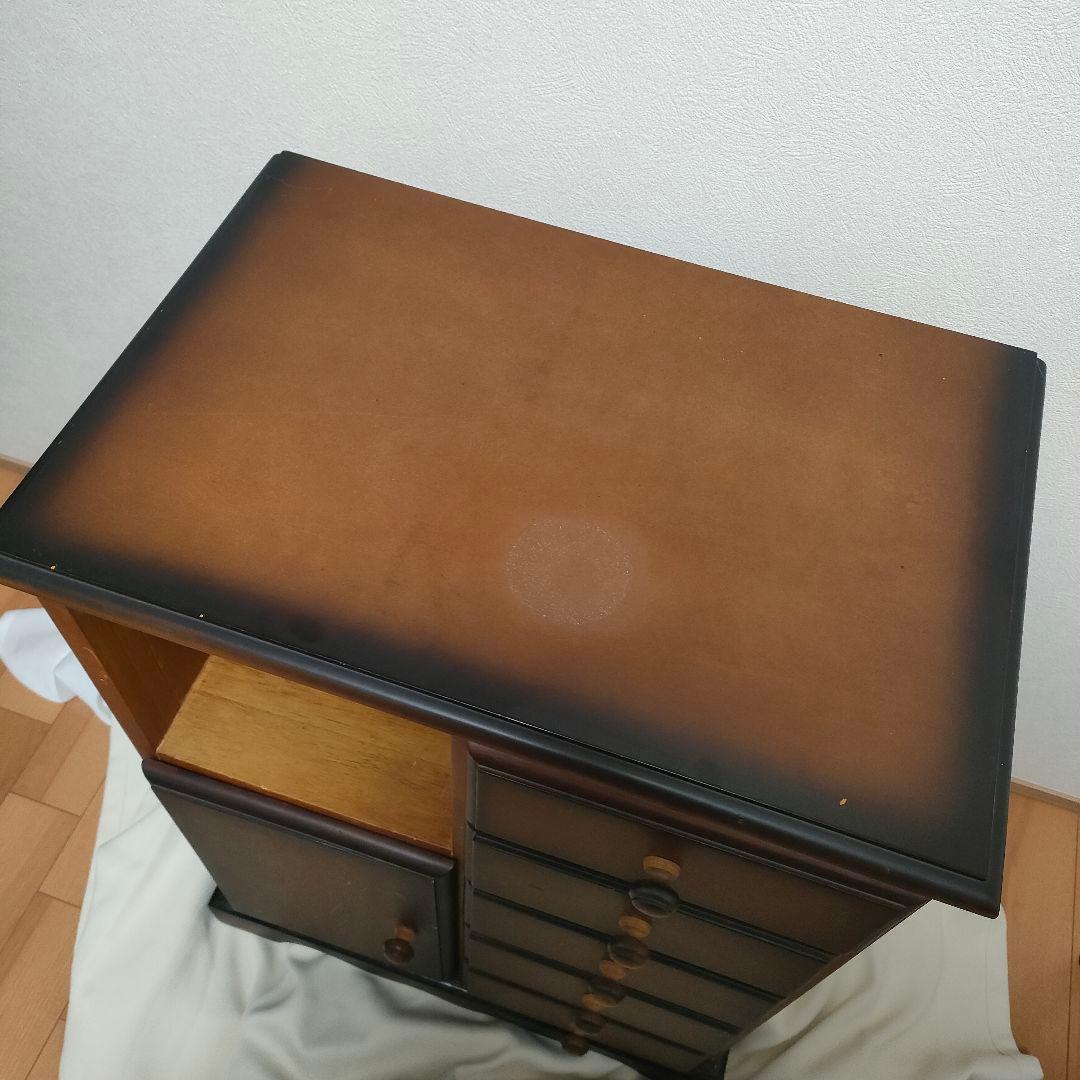 【レトロヴィンテージ】木製チェスト キャビネット 電話台 収納棚 シャドー塗装