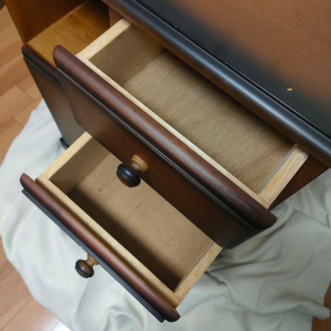 【レトロヴィンテージ】木製チェスト キャビネット 電話台 収納棚 シャドー塗装