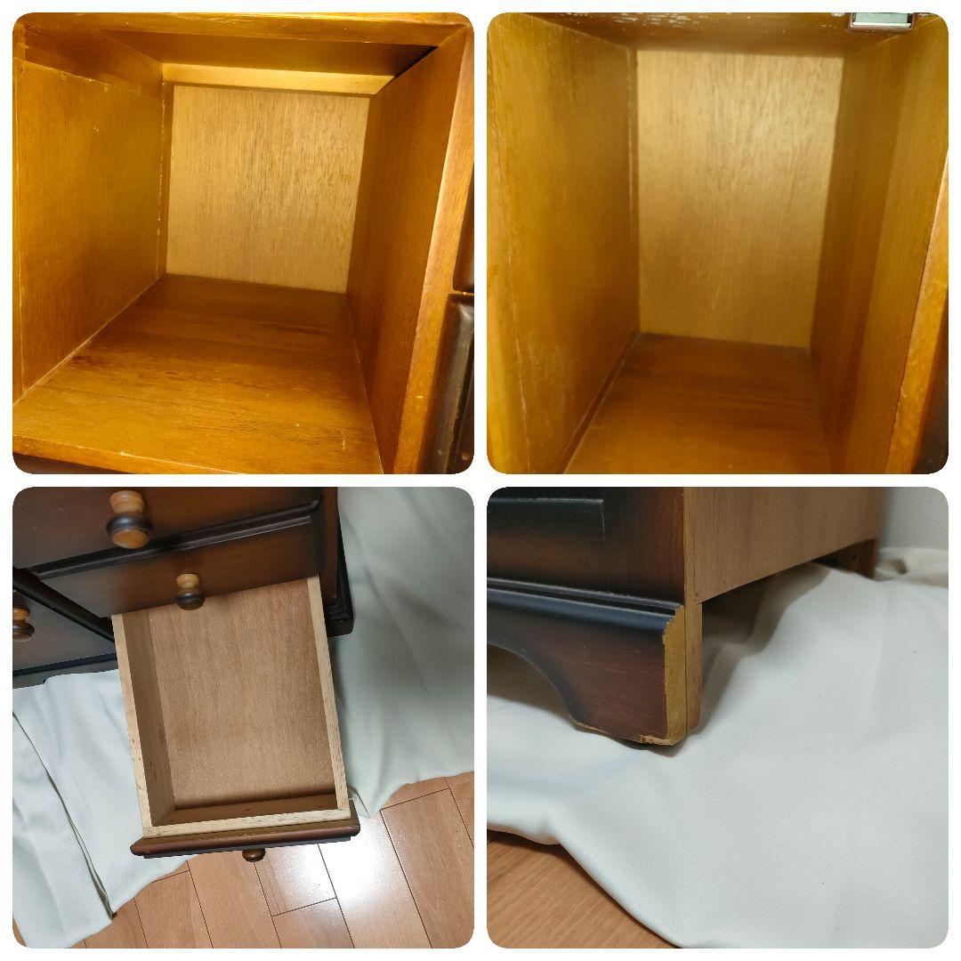 【レトロヴィンテージ】木製チェスト キャビネット 電話台 収納棚 シャドー塗装