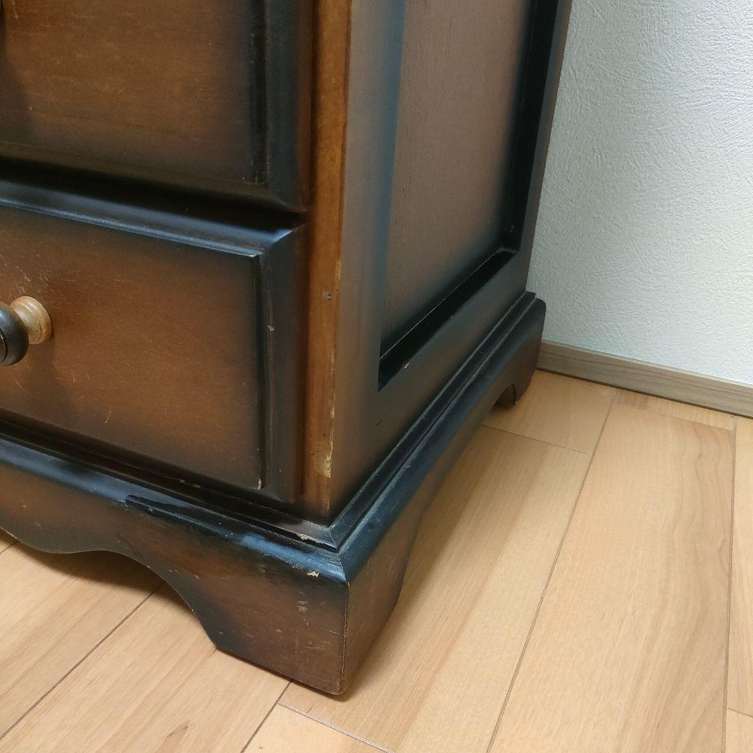 【レトロヴィンテージ】木製チェスト キャビネット 電話台 収納棚 シャドー塗装