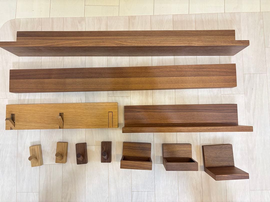 無印良品　壁に付けられる家具　ウォールナット　フック　セット売り